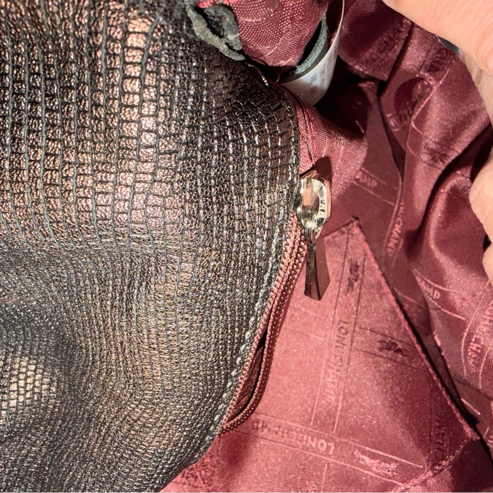 Longchamp Gatsby Python Metallic Brown Copper Leather Crossbody Silver Turn-Lock - Picture 4 of 13
